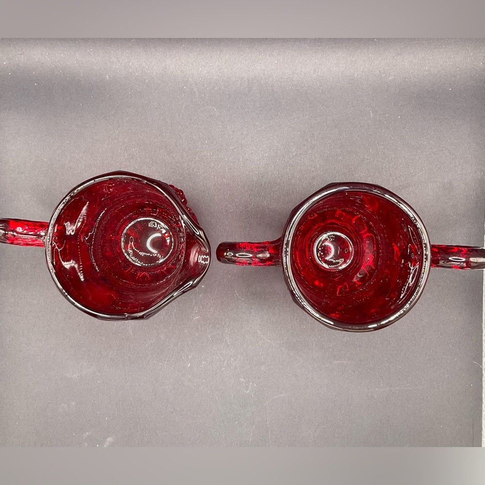 VINTAGE L.G. WRIGHT PANEL GRAPE RUBY RED SUGAR AND CREAMER - Picture 2 of 7